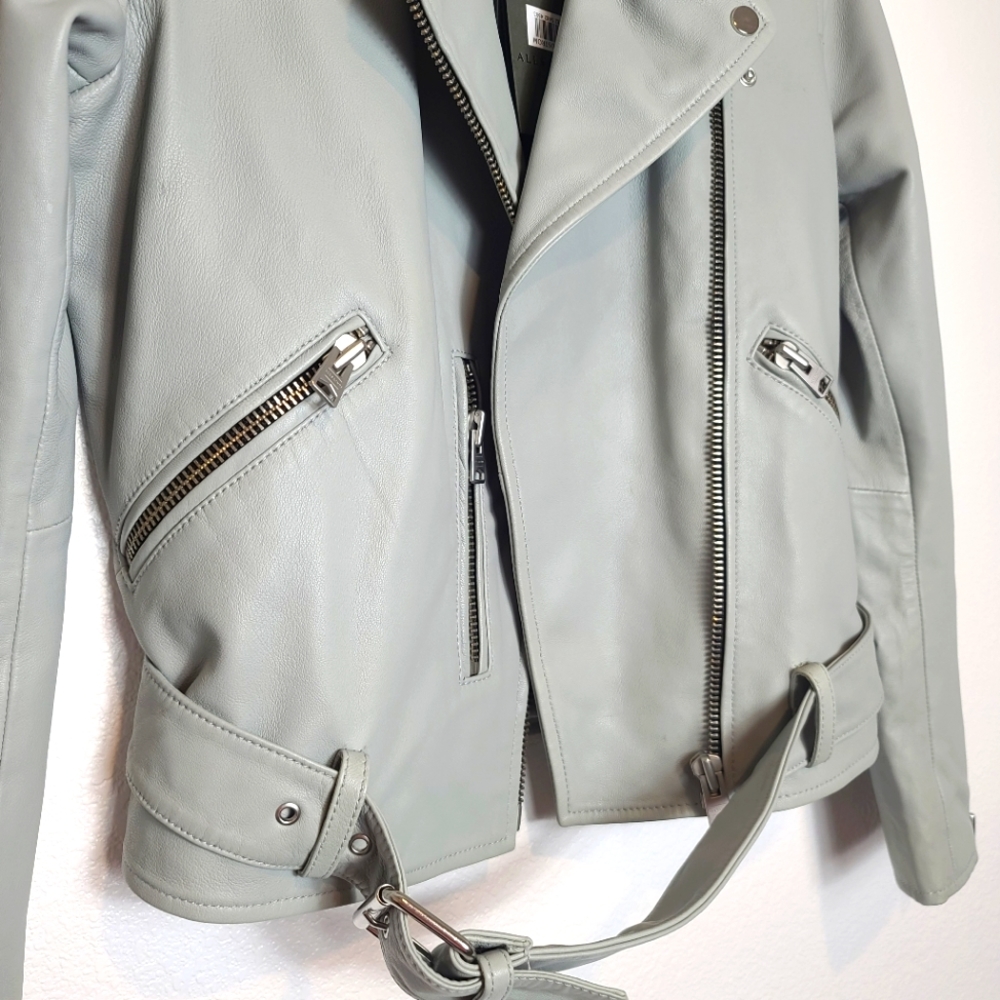 ALL SAINTS Balfern Sheep Leather 100% Biker Jacket in Color Burst - Picture 10 of 16